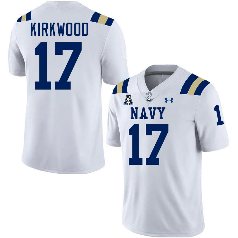 Navy Midshipmen #17 Nathan Kirkwood College Football Jerseys Stitched-White